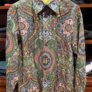ROBERT GRAHAM MULTICOLORED BUTTON DOWN SHIRT-MENS LARGE